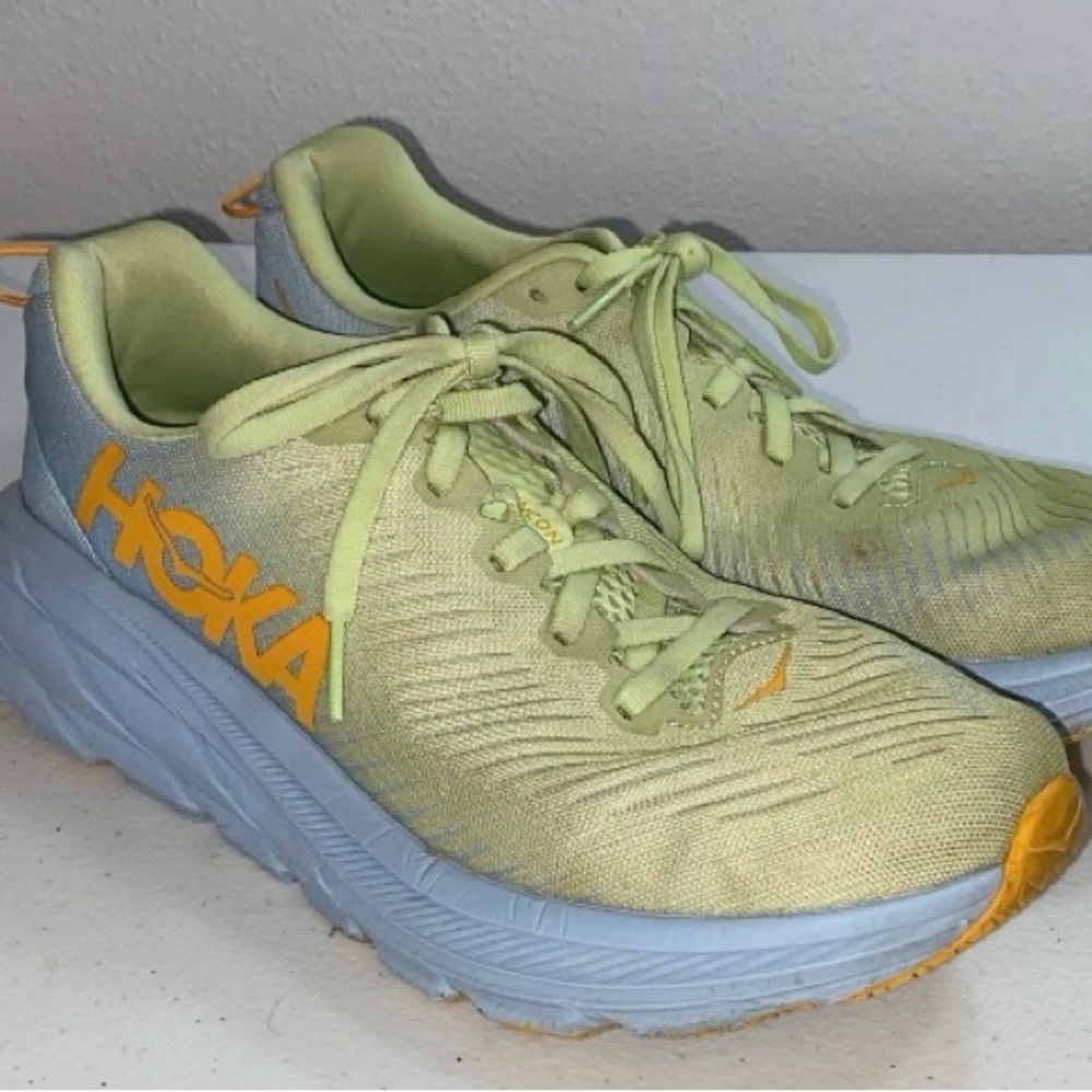 Hoka Rincon 3 Butterfly Summer Song 7.5 B Light Green and Blue Athletic Shoes